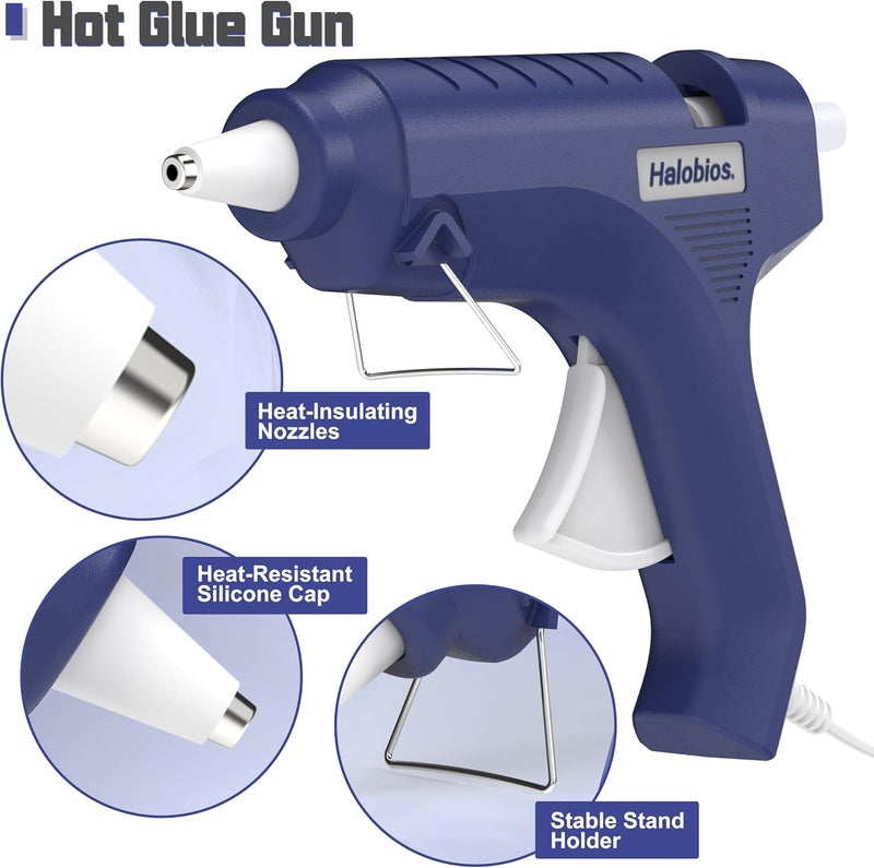 Halobios Hot Glue Gun with Preheating, 20 Glue Sticks, Full Size for DIY Crafts & Home Repairs (40W Blue) - Image 5